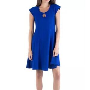 24 Seven Ladies Royal Blue Textured Knit A-Line Dress, Size 2X